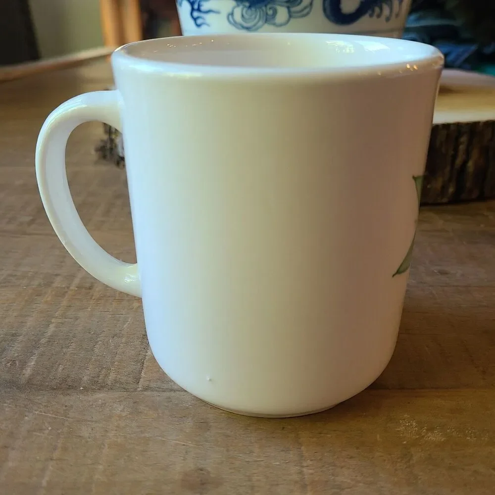 Pier 1 Italy Hand painted Blue Flower Floral‎ 10oz Coffee Mug MADE IN ITALY
